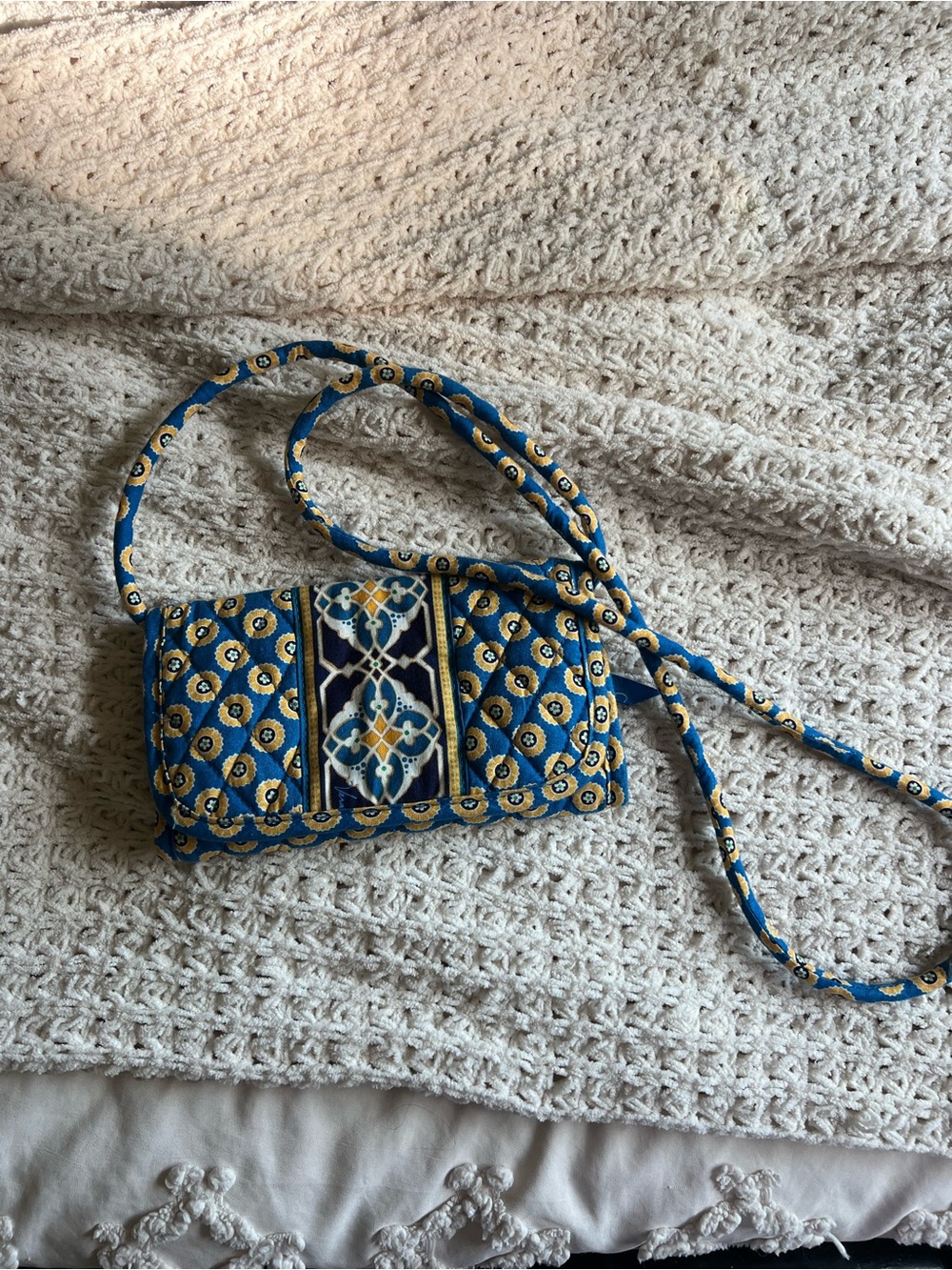 Quilted Blue Patterned Crossbody Bag